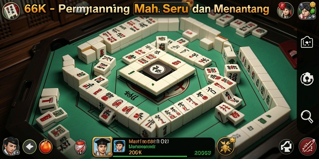 Screenshot gameplay 66K yang menunjukkan momen seru bermain Mahjong.