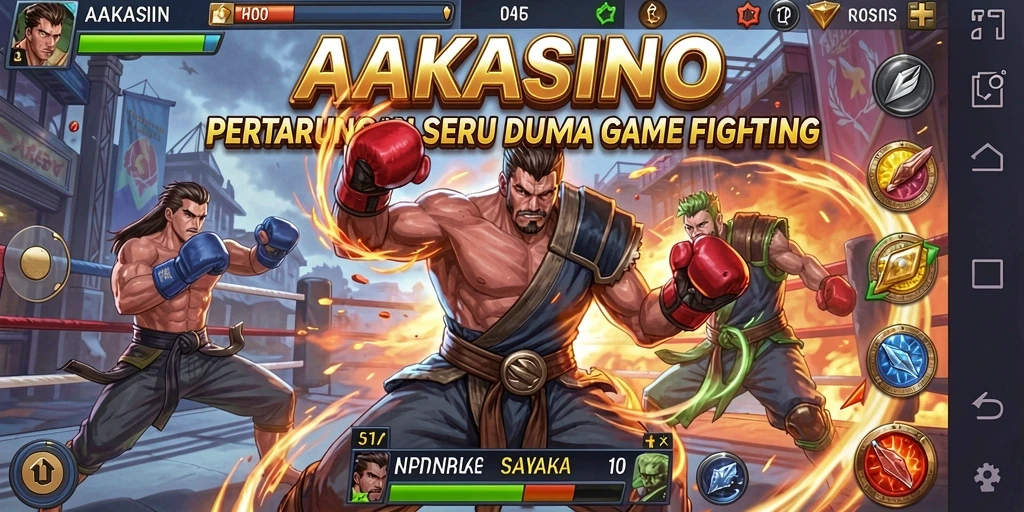 Tampilan gameplay AAKASINO dengan pertarungan yang mendebarkan.