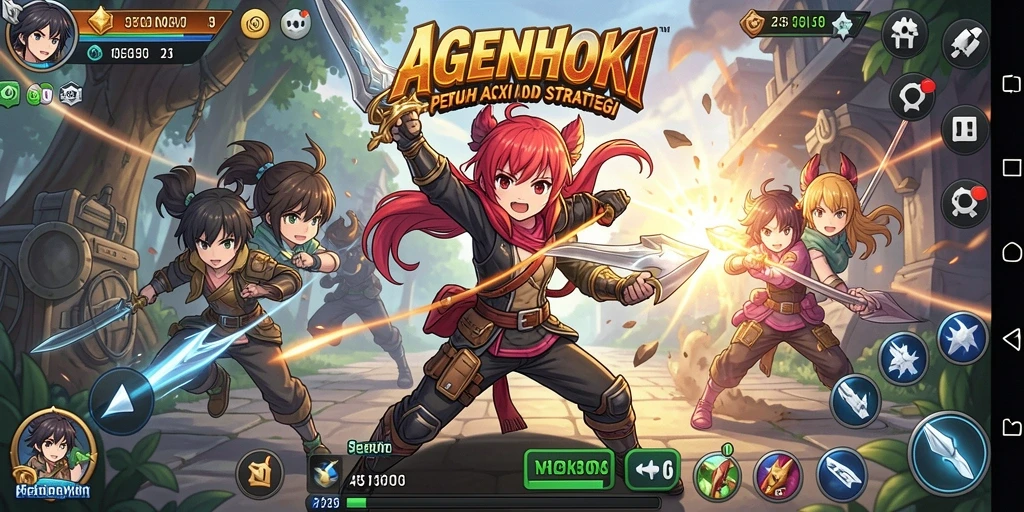 Gameplay AGENHOKI yang penuh warna dan karakter Anime ikonik.