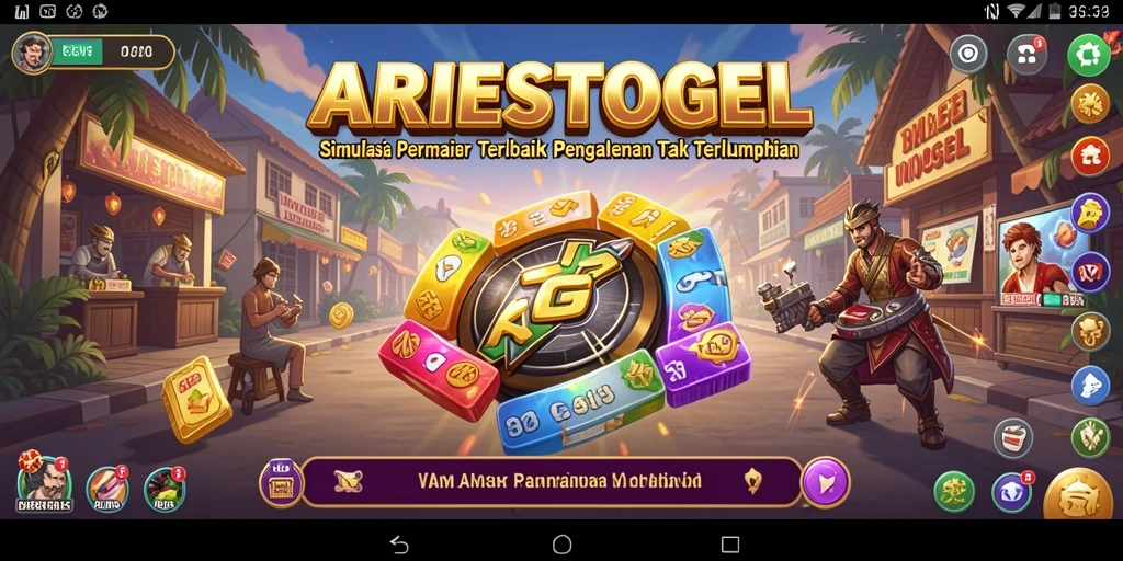 Tangkapan layar utama ARIESTOGEL dengan aksi gameplay yang menarik.