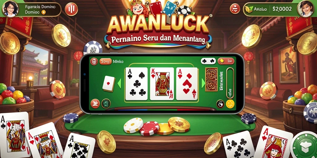 Tangkapan layar menunjukkan permainan Domino yang seru dalam AWANLUCK.