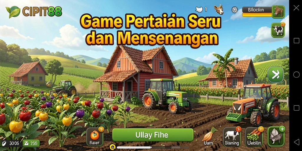 Tampilan gameplay CIPIT88 dengan kegiatan bertani yang seru.