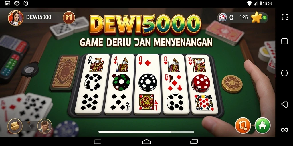 Tampilan gameplay seru DEWI5000 dalam bermain Domino.