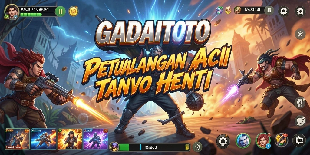 Screenshot GADAITOTO menampilkan aksi mendebarkan di tengah pertempuran.