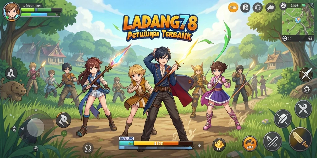 Tampilan gameplay menarik dari LADANG78 dengan karakter anime yang beraksi.