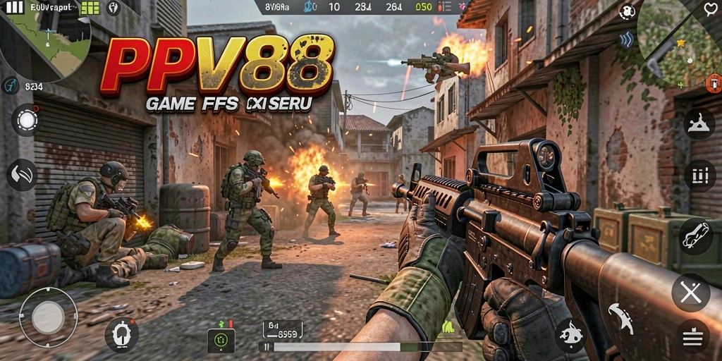Tangkapan layar gameplay <strong>PPV88</strong> menunjukkan pertempuran intens dengan senjata modern.