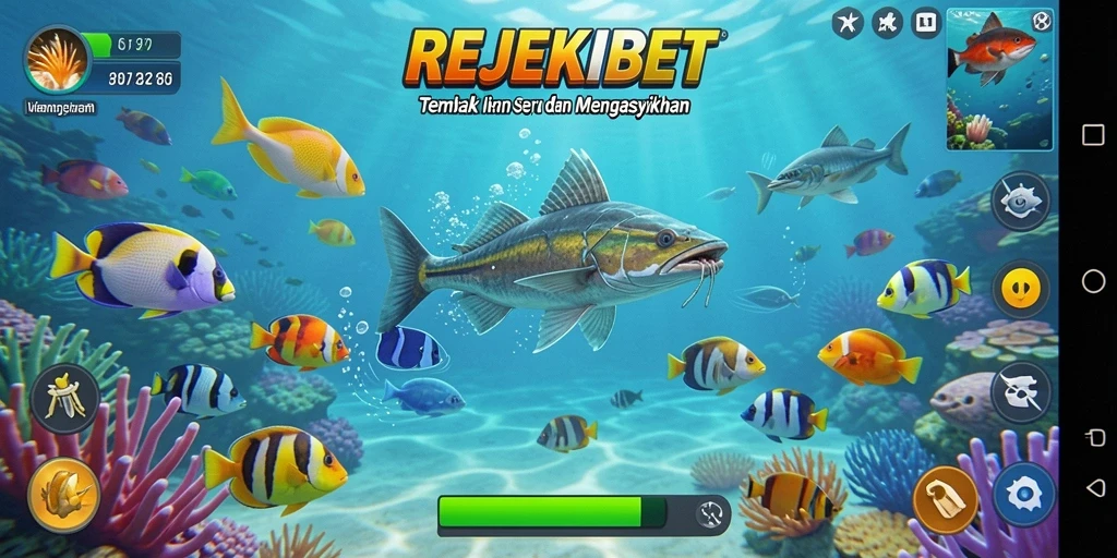 Tampilan gameplay seru dalam REJEKIBET saat menangkap ikan.