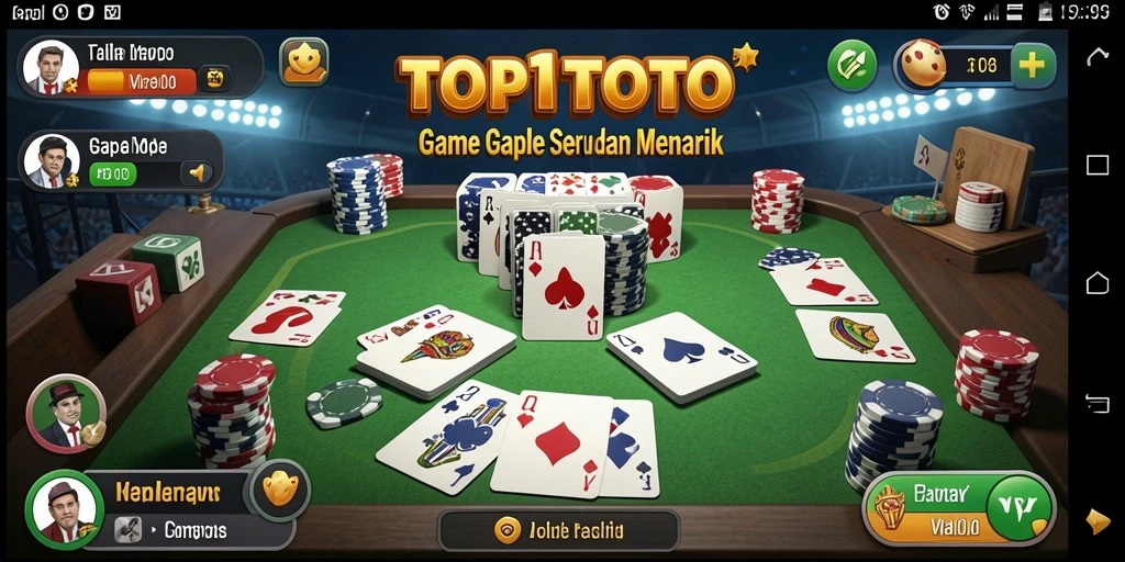 Screenshot gameplay Gaple dari TOP1TOTO dengan tampilan menarik.