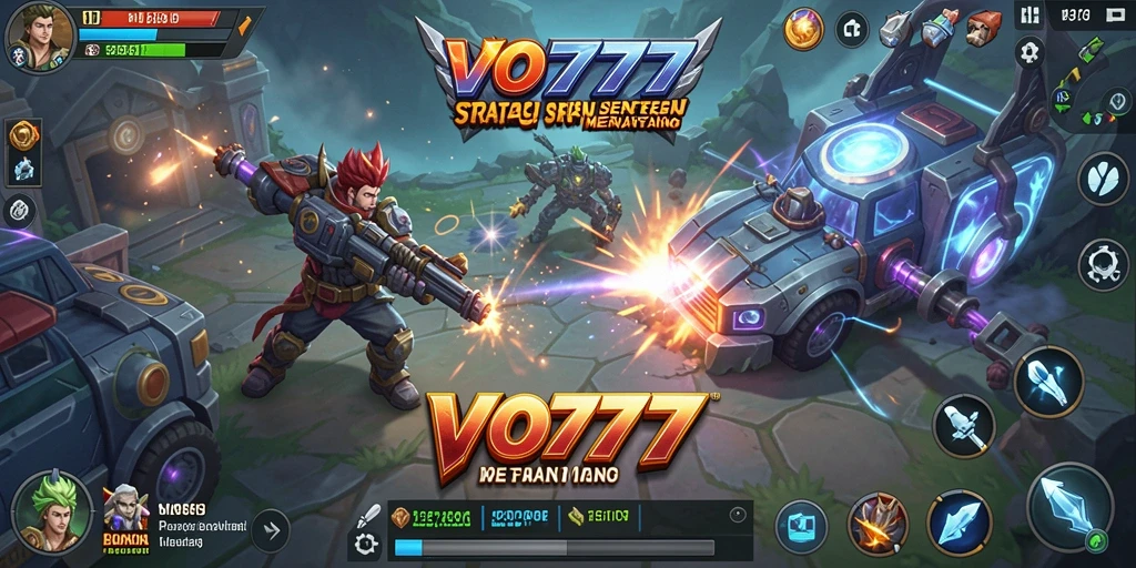Screenshot gameplay VO777 menunjukkan pertempuran strategi yang intens.