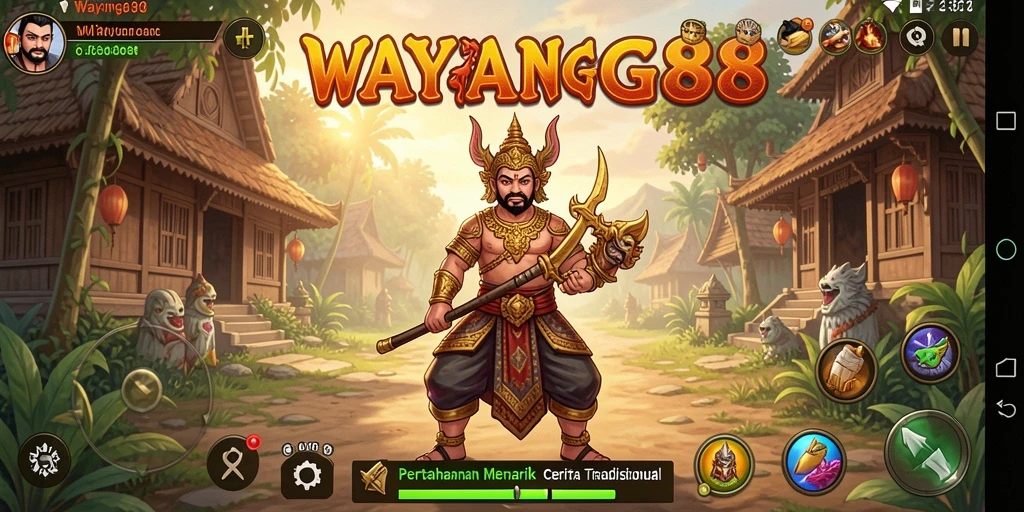 Screenshot utama WAYANG88 menampilkan aksi seru gameplay Tower Defense.