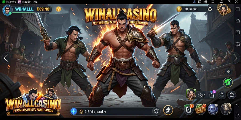 Gameplay WINALLCASINO yang penuh aksi dan pertarungan.