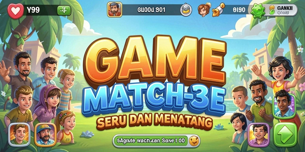Tampilan gameplay seru Y89 dengan tantangan Match-3.